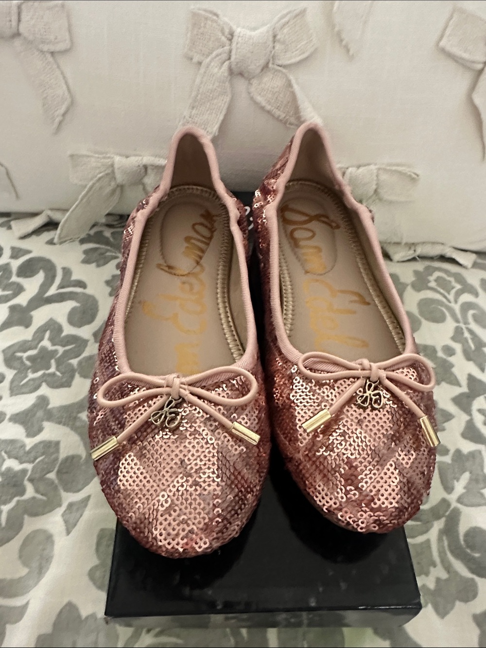Sam Edelman Rose Gold Sequin Felicia Ballet Flats - Kids